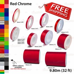 RED CHROME Roll PIN STRIPE Body PinStriping Trim Line TAPE Decal Vinyl Stickers