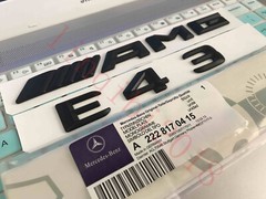 Matt black ” E43 + AMG ” Letters Trunk Emblem Badge Sticker for Mercedes Benz