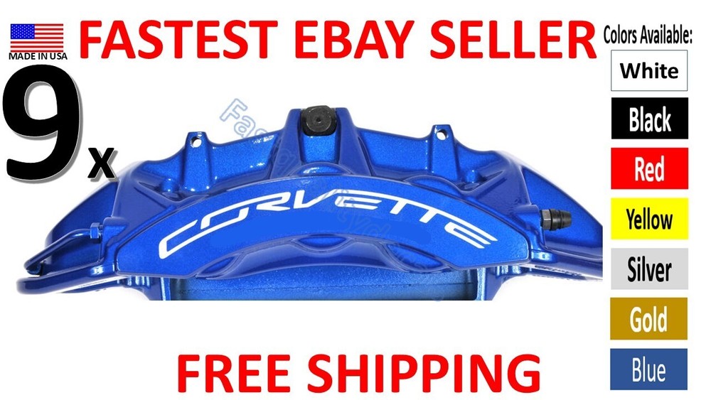 9 x Brake Caliper Decal Set for Corvette C6 ZR1 sticker -Color Options- FAST