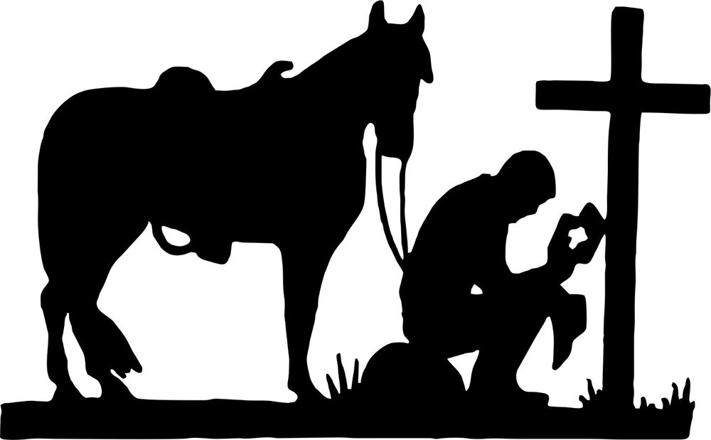 Praying Cowboy Horse Cross Christian Car Truck Window Laptop Vinyl Decal Sticker