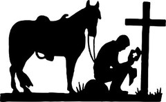 Praying Cowboy Horse Cross Christian Car Truck Window Laptop Vinyl Decal Sticker