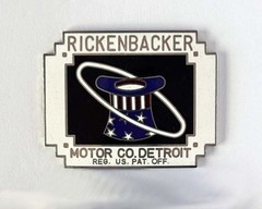 Vintage Rickenbacker Motor Detroit Enamel Radiator Emblem