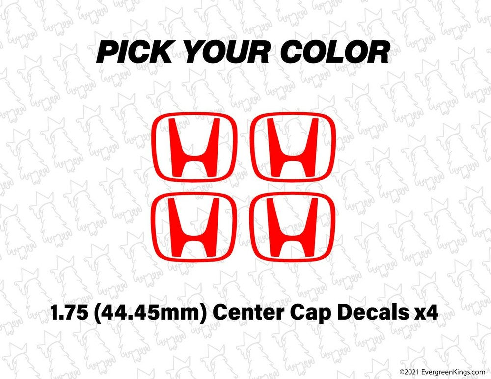 1.75 Inch Center Cap Rim H Logo Decals for Civic SI CRX Del Sol EK EF EG EP3 JDM