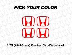 1.75 Inch Center Cap Rim H Logo Decals for Civic SI CRX Del Sol EK EF EG EP3 JDM