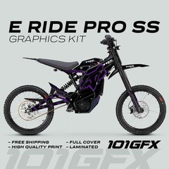 E Ride Pro SS Graphics Kit FOX Race Line Black Purple Decals Stickers ERide