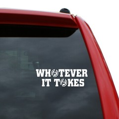 Captain America – Whatever It Takes Text Vinyl Decal | Color: White | 6″ x 2″