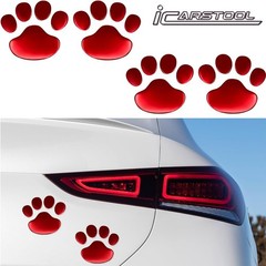 4 PCS 3D Red Dog Paw Car Decal Auto Bumper Window Laptops Decor Emblem Decal
