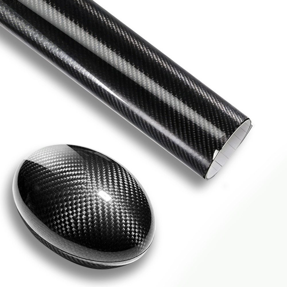 7D Premium Super Gloss Black Carbon Fiber Vinyl Wrap Bubble Free Air Release 6D