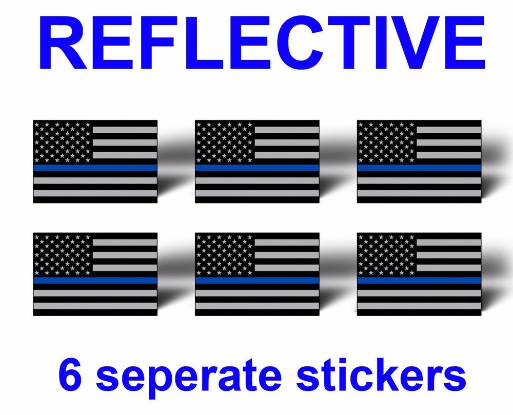 6 Reflective Blue Line American Flag Sticker Car Tag License Plate Helmet Decal