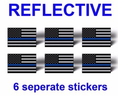 6 Reflective Blue Line American Flag Sticker Car Tag License Plate Helmet Decal