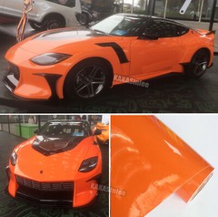 Orange Gloss Bright Metallic Paint Entire Car Vinyl Wrap SUV Roof Sticker PVC US