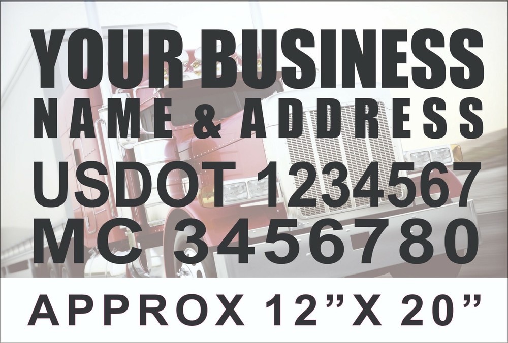 Custom Business Name Address and USDOT US DOT MC Numbers Vinyl Decal Stickers