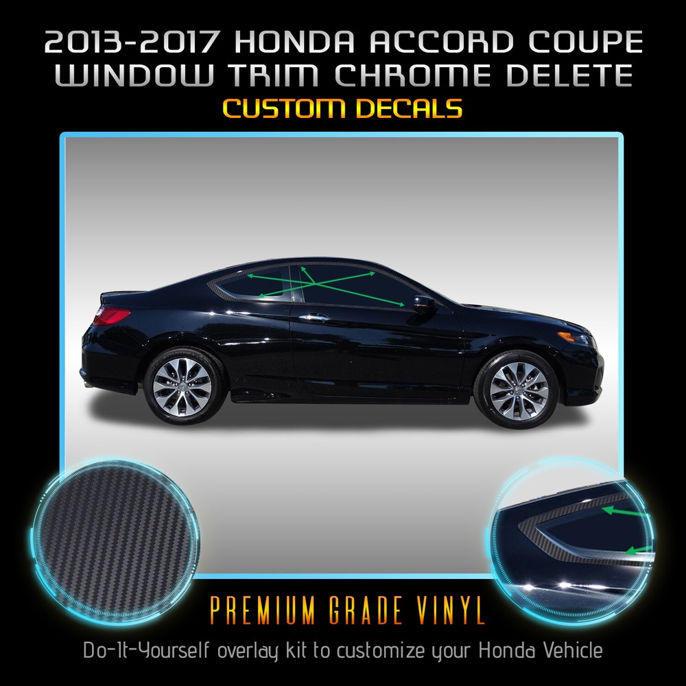 For 2013-2017 Honda Accord Coupe Only Trim Chrome Delete Kit Matte Carbon Fiber