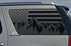 Fits 2007-2014 Chevy Tahoe Quarter Window American Flag Mountain Tree Decal