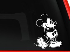 Retro Mickey Mouse car truck laptop window vinyl decal sticker 6 inches white