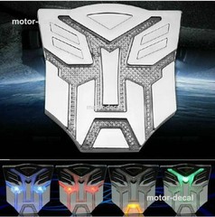 Motor Car Body Solar LED 3D Flash Light Transformers AUTOBOTS DECEPTICONS Emblem