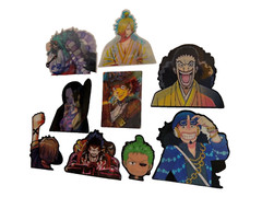 ONE PIECE MINI LENTICULAR STICKER LOT OF 9 ANIME LAPTOP CAR DECORATION ~3″