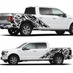 Pair Black Skull Graphics Sticker Body Vinyl Decal For Truck 4X4 Off Road Pickup