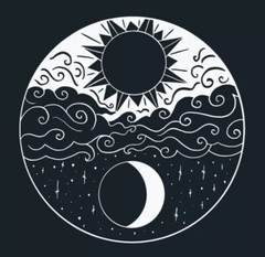 Sun Moon Sticker 4” Night Day Light Dark Stars Clouds