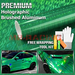 Holographic Brushed Aluminum Emerald Green Rainbow Car Vinyl Wrap Sticker Sheet