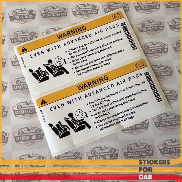 2x Mercedes-Benz Sun Visor Airs Bag Warning Sticker Decal 2218171220