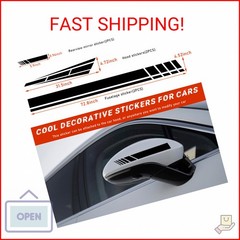 Dickno 6PCS Car Hood Stripe Sticker, Vinyl Auto Body Side Rearview Mirror Decal,