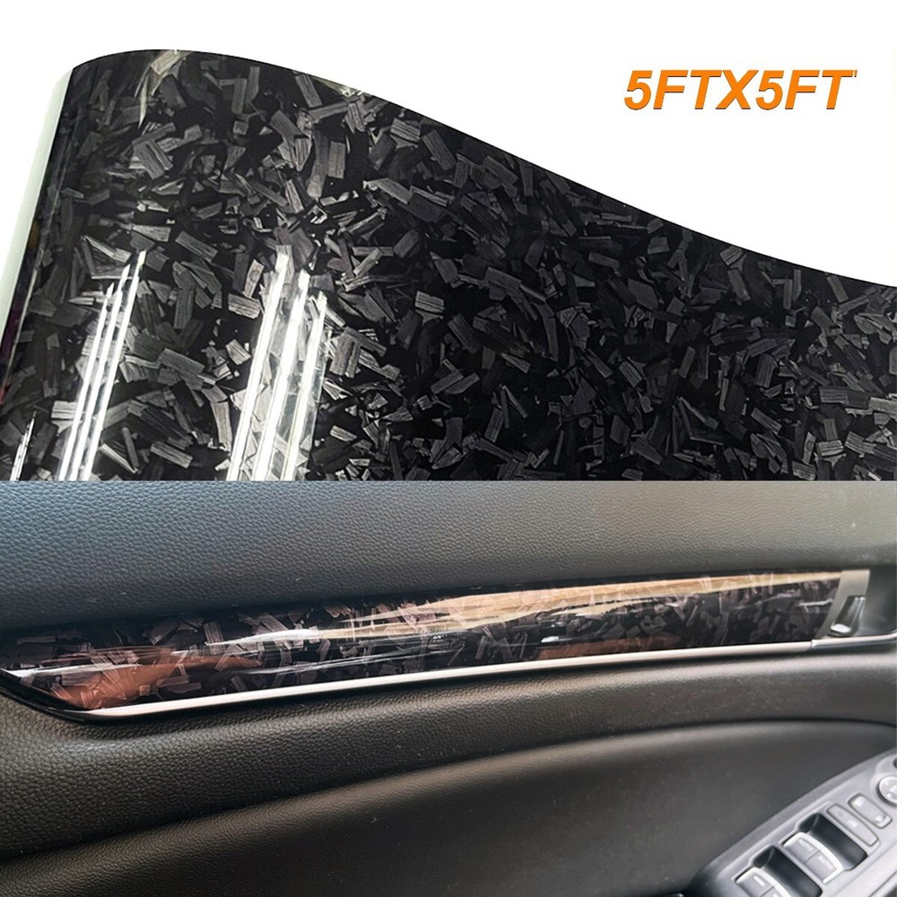 60″x60″ Ultra Gloss PET Liner Black Forged Carbon Fiber Car Vinyl Wrap 5ft x 5ft