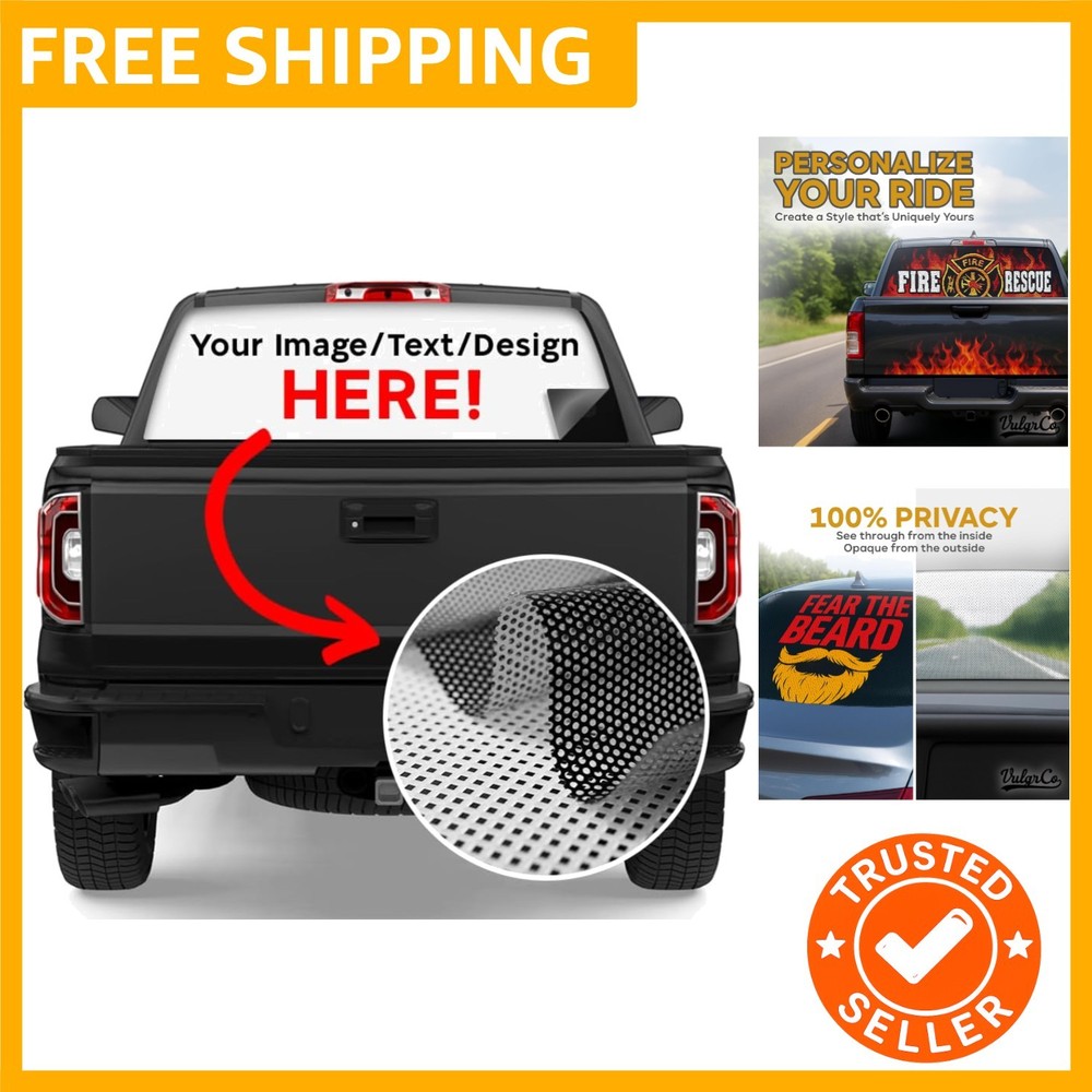 Custom SUV & Truck Window Decals – One-Way See-Through Perforated Vinyl, Wate…