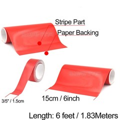 6″ & 3/5″ DIY Red Racing Stripes Line Car Hood Vinyl Tape Sticker Body Decals