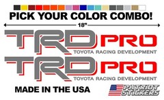 Pair (2) 18″ TRD PRO Stickers Decals, Fits Toyota Tacoma, Tundra, 4Runner, Truck