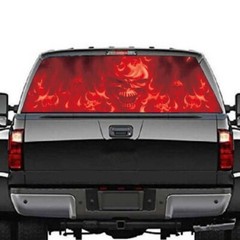 Car Rear Window Sticker Flaming Skull Graphics Tint Vinyl Perforated Decal DIY