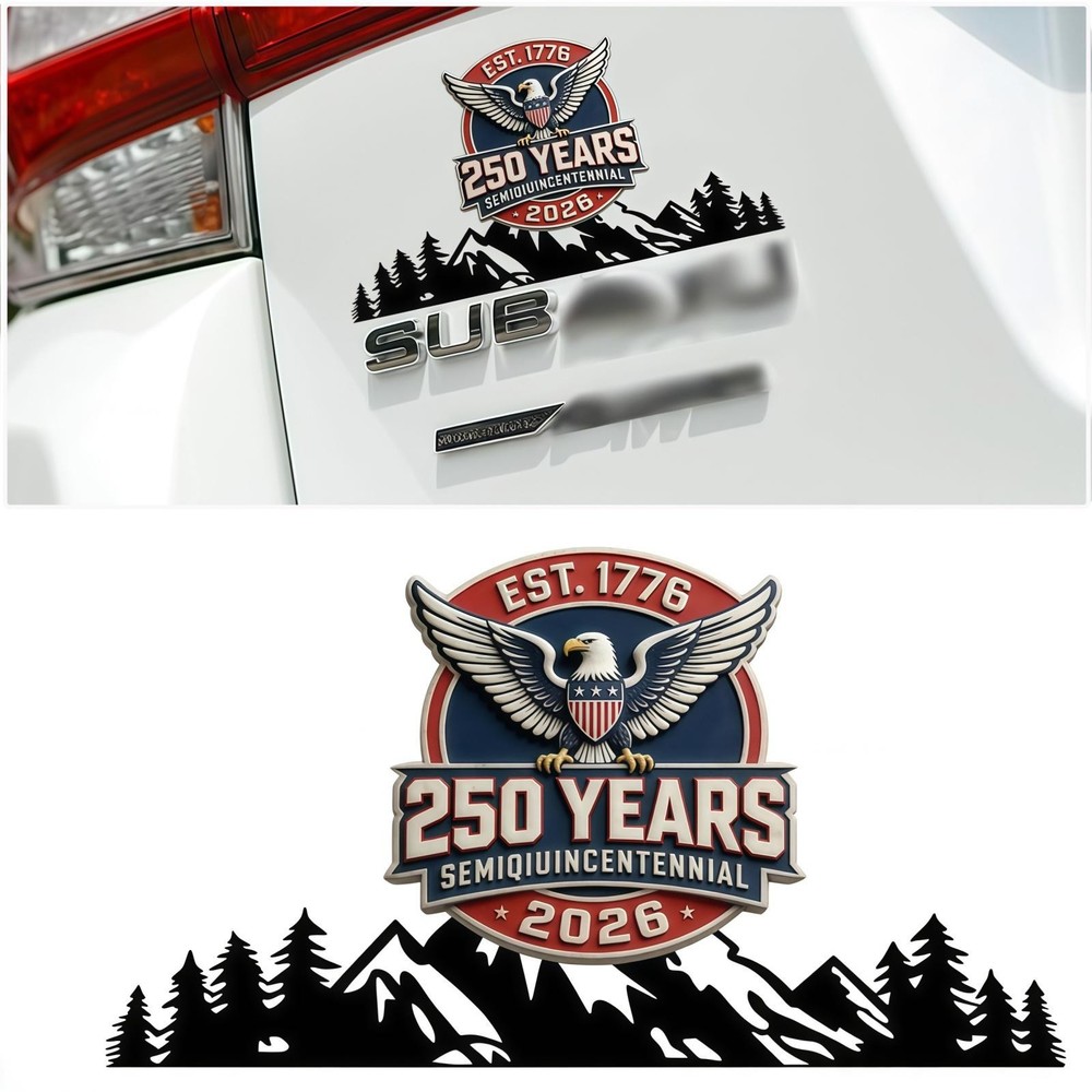 2PCS Vinyl Snow Mountain Tree Sticker, Trunk Logo Sticker Car Exterior Accessory