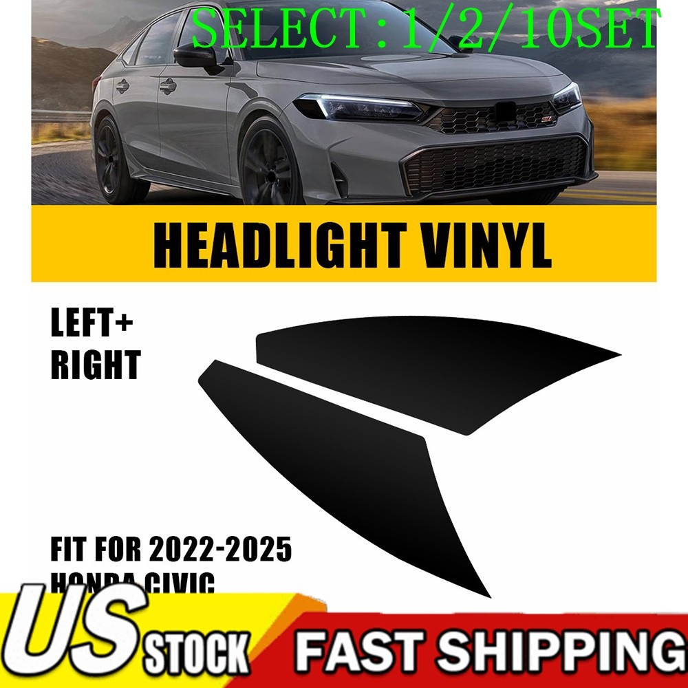 For 2022-25 Civic Headlight Side Marker Precut Black Vinyl Tint Overlays 1~10X