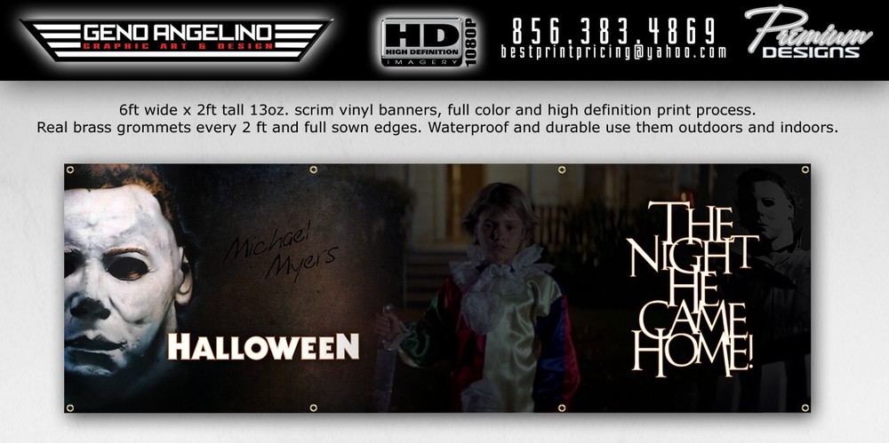 2ft x 6ft banner of Michael Meyers, HALLOWEEN