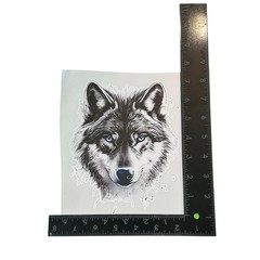 WOLF DOG HUSKY HEAD LED AQUA BLUE EYES 6” INCH UV Resistant Vinyl Sticker Decal