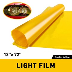 12″x72″ Light yellow Gloss Tint Film Lens Wrap Vinyl Fit For Headlight+taillight