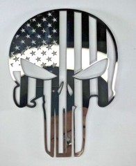 Punisher Skull Emblem American Flag Polished Stainless Steel Decal Sticker