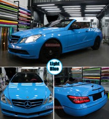 High Glossy Crystal Solid Blue Whole Car SUV Vinyl Wrap Hood Sticker Flexible US