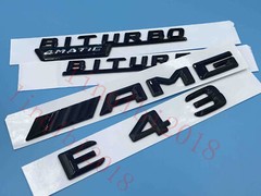 Gloss Black 3D “E43 AMG BITURBO 4 MATIC” Number Emblem Sticker for Mercedes-Benz
