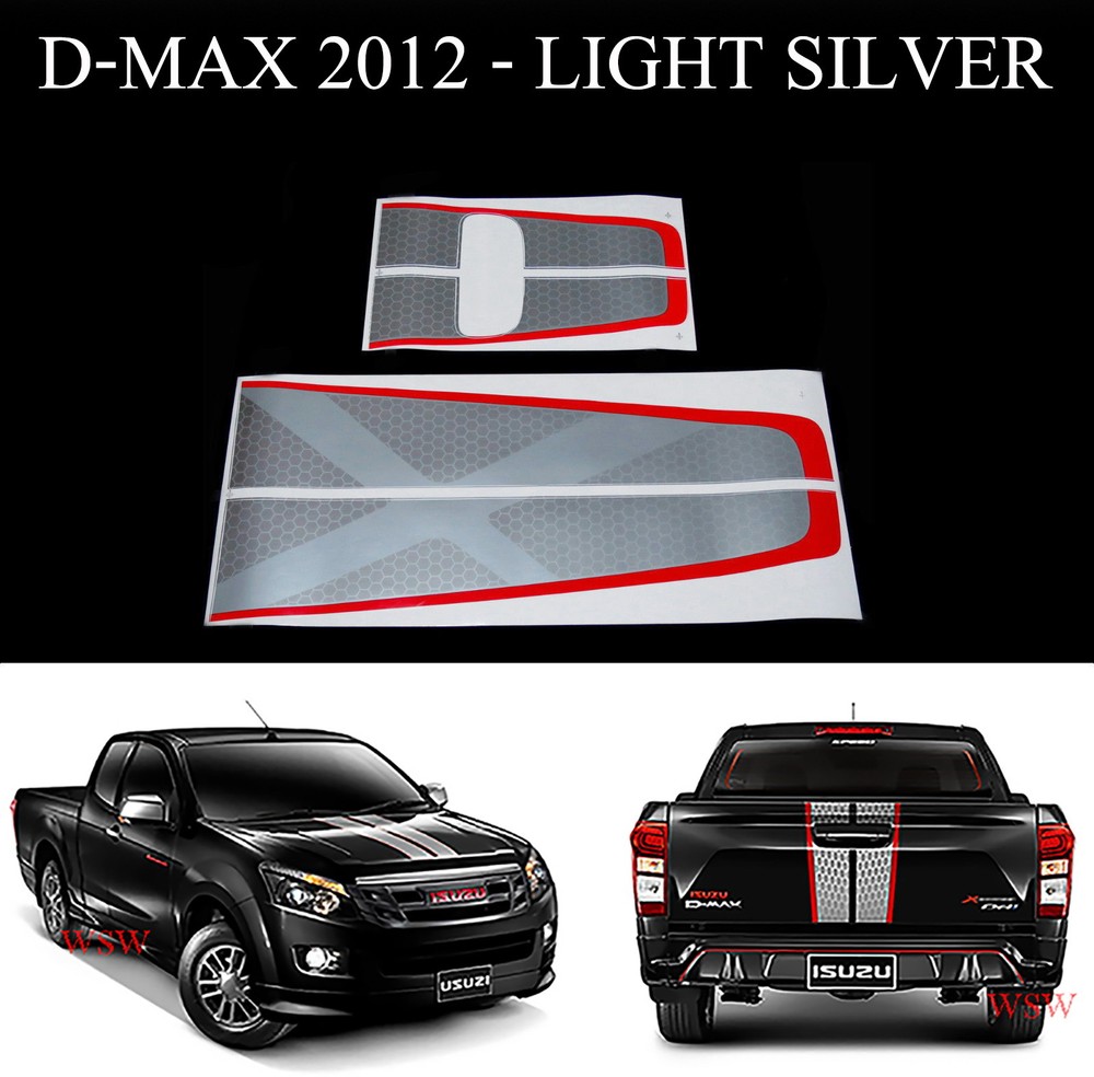 SILVER RED EDGE STICKER X-SERIE FRONT REAR TAILGATE FOR ISUZU D-MAX DMAX 2012 15