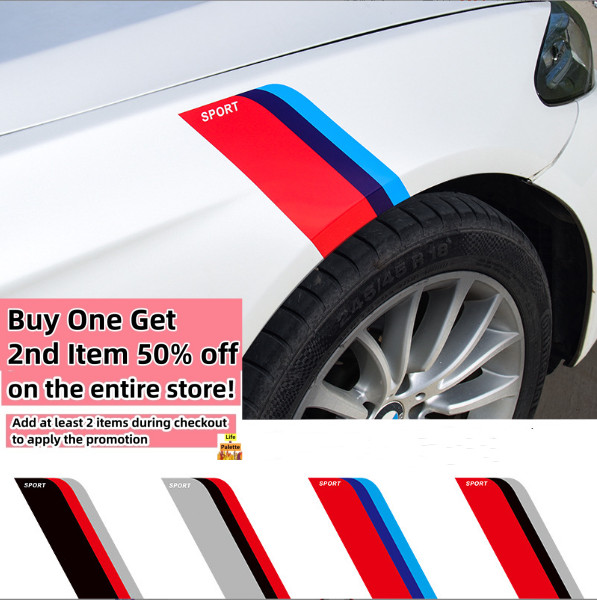One Pair Sport Stripe Decals Stickers Auto Racing Car Universal Hash Side Fender
