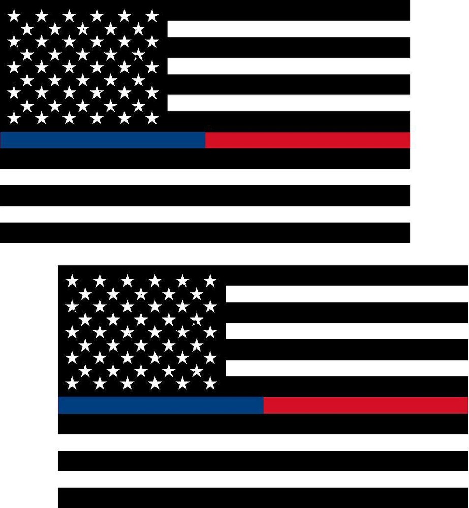 2 – 5″ Thin BLUE RED Line BLACK WHITE American Flag Police Firefighter Sticker R