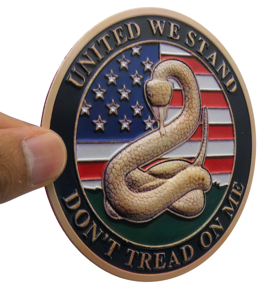 ALUMINUM Don’t Thread On Me Decal Sticker -Patriotic, Army, Veteran 3.5″