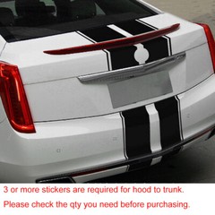 78.7” Black Hood Roof Rally Racing Stripe Decal Vinyl Stickers Universal