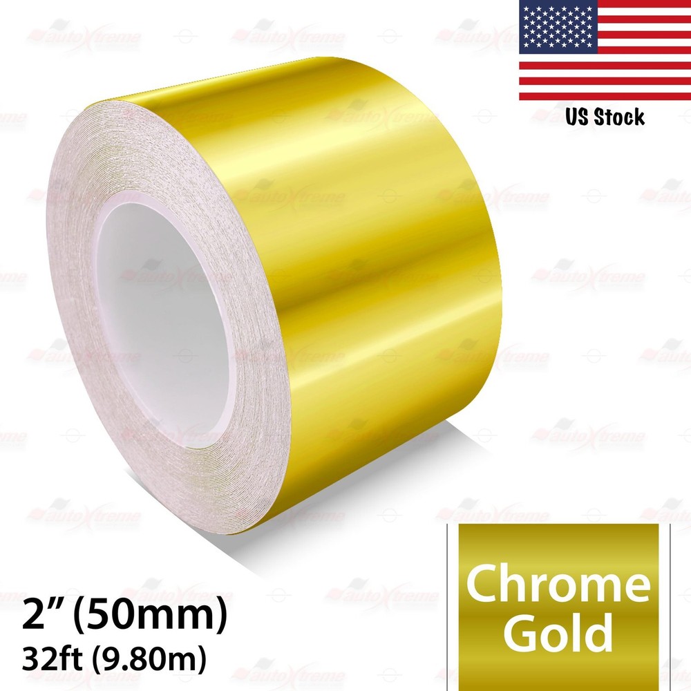 2″ Vinyl Pinstriping Pin Stripe Car Styling Tape Decal Sticker 50mm CHROME GOLD