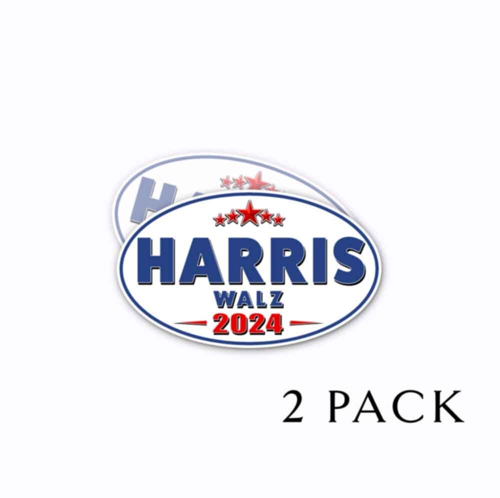 Harris Walz 2024 White Oval Stickers Political President Decals 5″ each 2 Pack