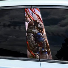 2pcs Creative Mighty Panda Car Center Pillar Sticker B-pillar Protective Film
