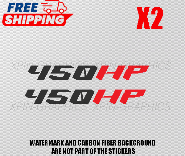 450 HP / HORSEPOWER VINYL DECAL STICKER 2 COLOR STICKERS MATTE BLACK/RED