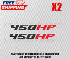 450 HP / HORSEPOWER VINYL DECAL STICKER 2 COLOR STICKERS MATTE BLACK/RED