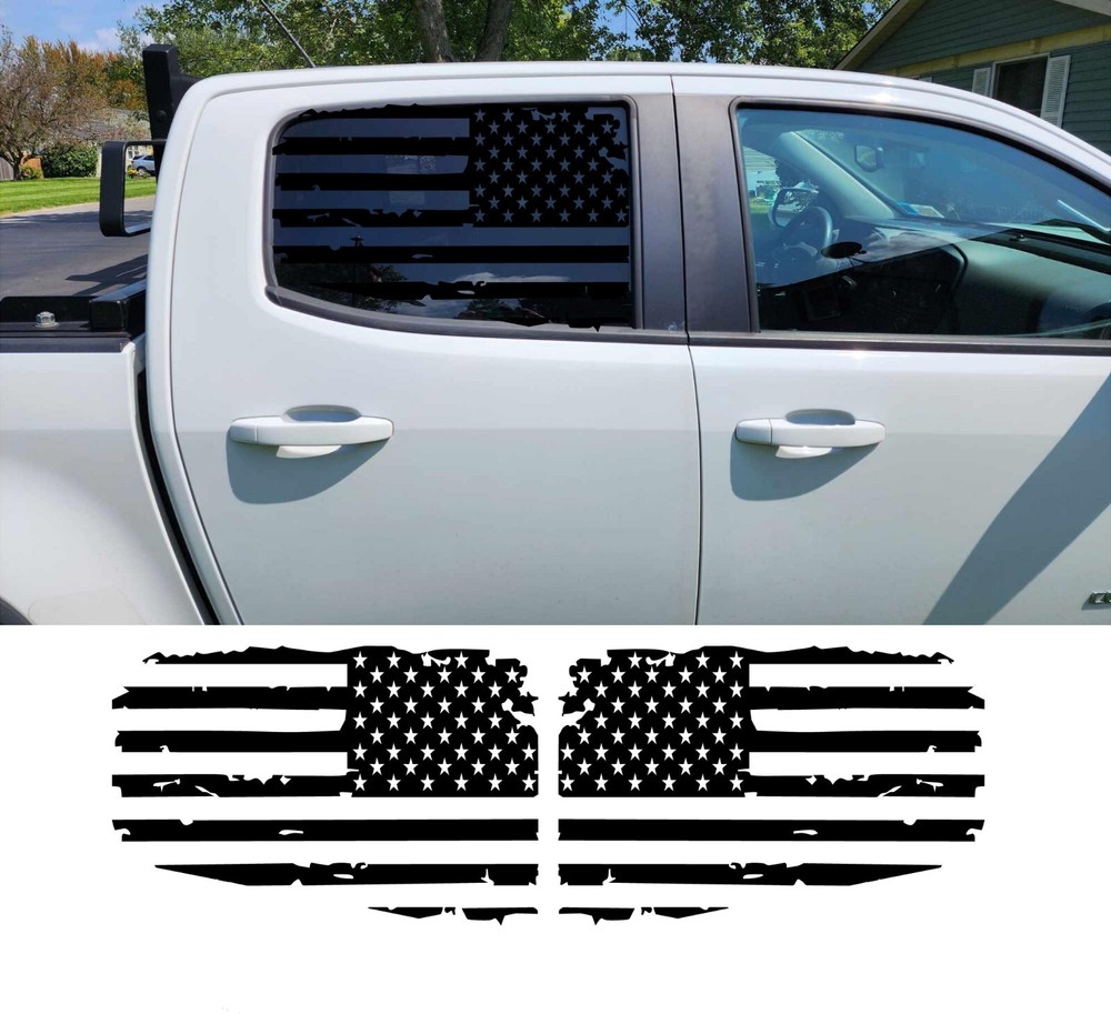 Side window American flags. Compatible with Chevy Colorado Crew . Both sides